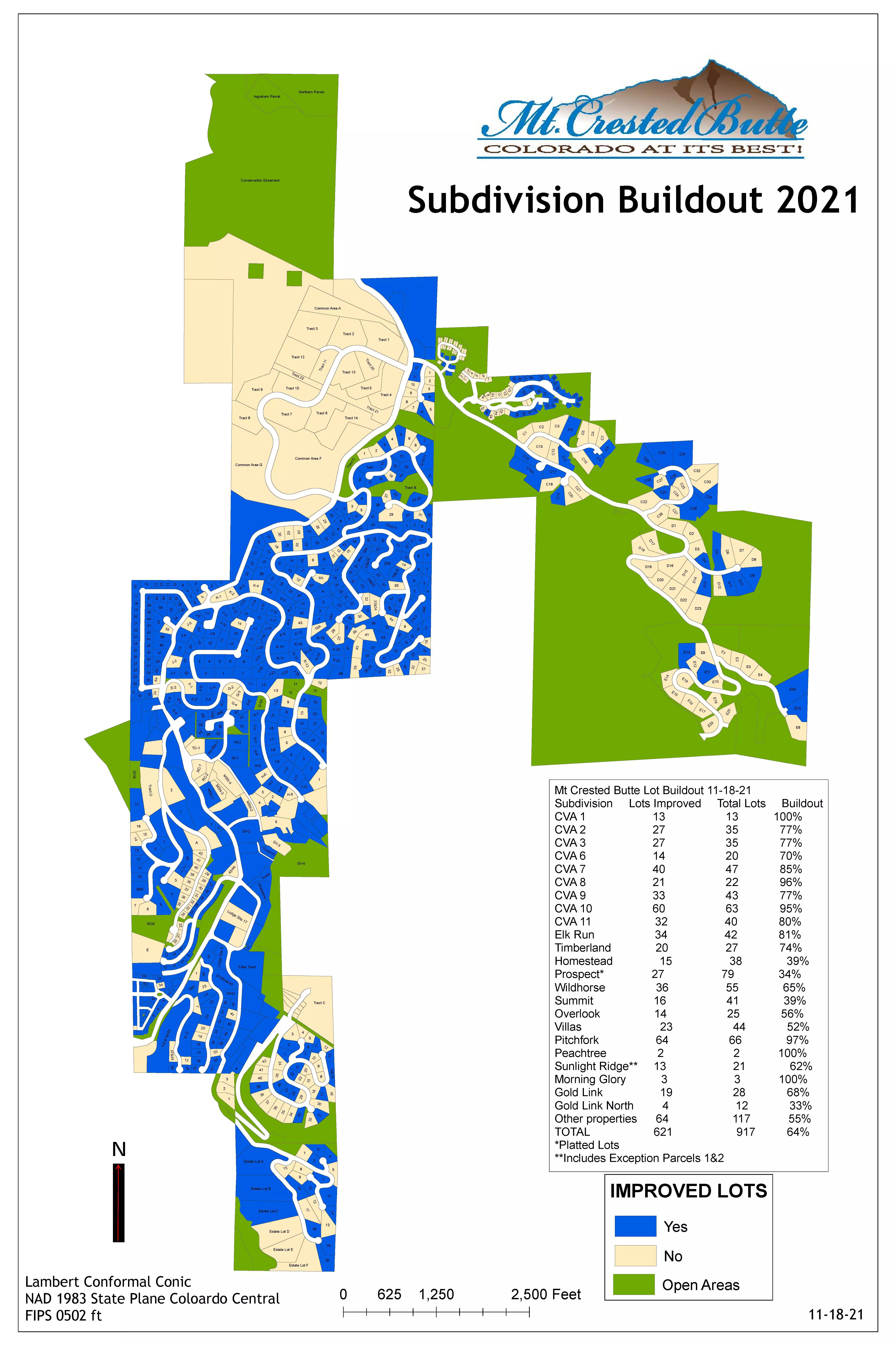 Buildout areas within the town of Mt. CB