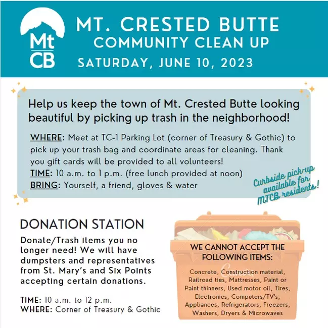 Mt. Crested Butte Community Clean Up Poster