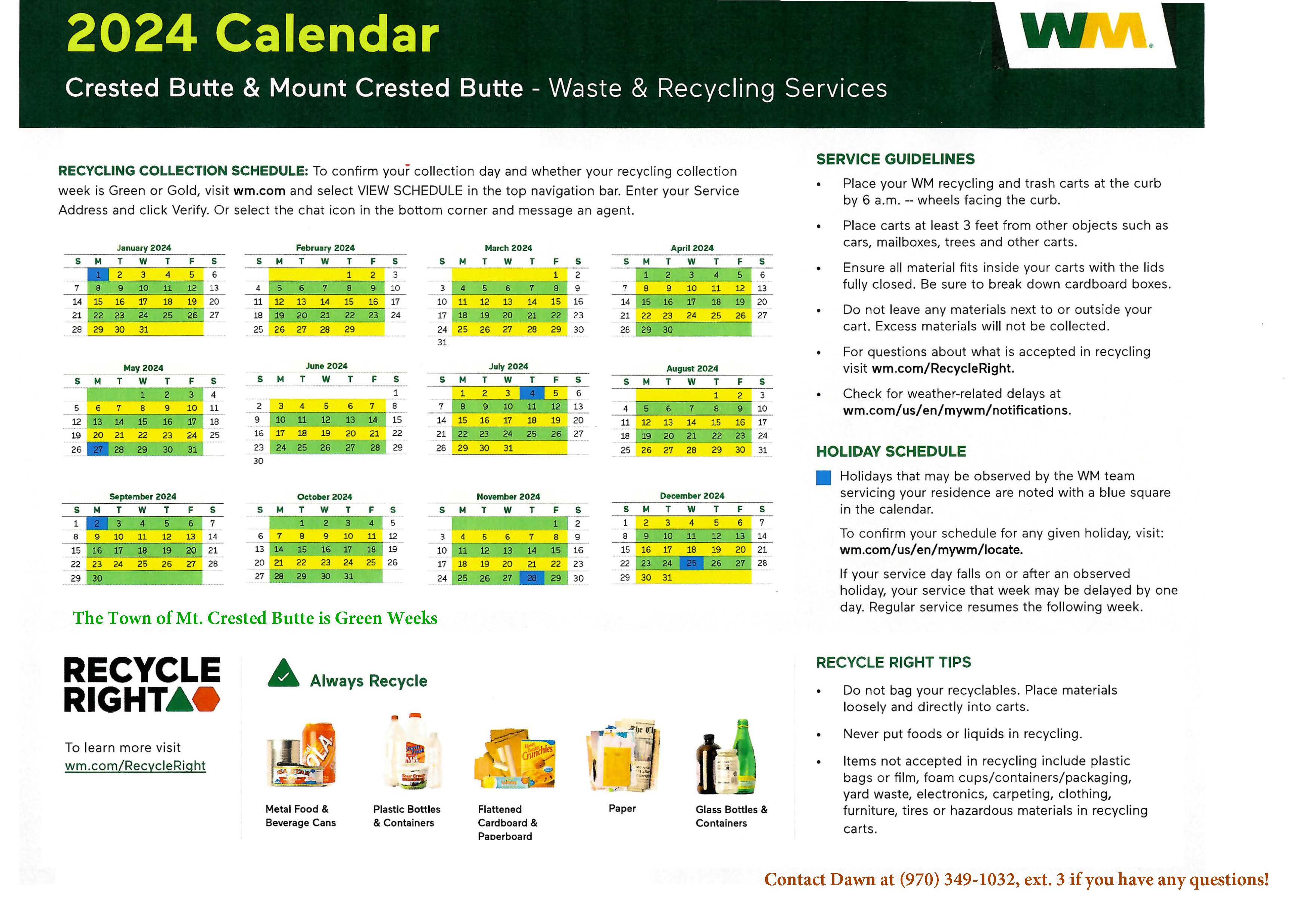 MTCB 2024 Trash and Recycling Schedule